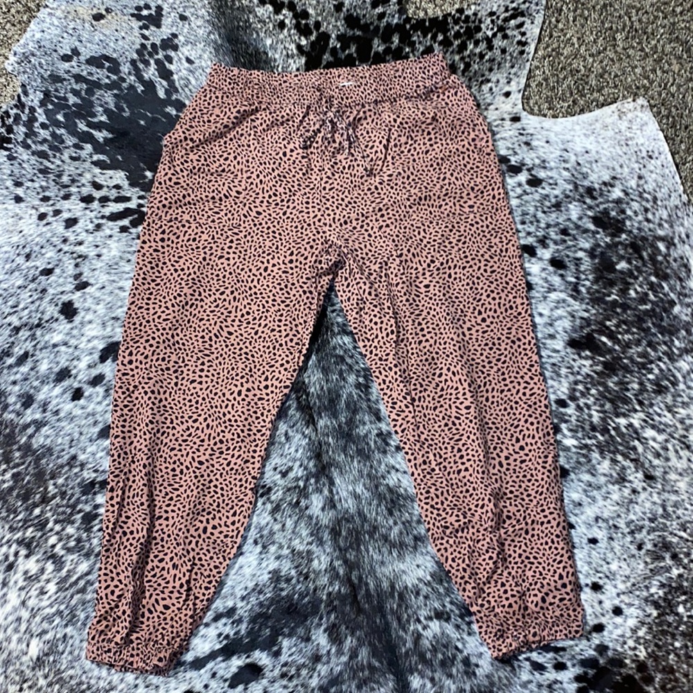 PINK cheetah print joggers